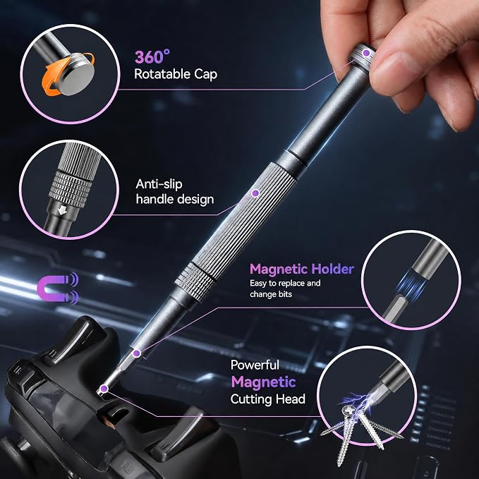 LIFEGOO Electric Screwdriver Set, 83 in 1 Cordless Rechargeable Small Power Screwdriver Set With 71Magnetic Bits, Magnetic Mat Professional Repair Tool for Electronics Phone Camera Laptop Watch (Grey)