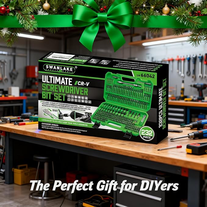 SWANLAKE 232-Piece Ultimate Screwdriver Bit Set, Cr-V Impact Driver Bit Set, Includes Security Bits, Nut Driver, Ratchet Wrench and Bits Holder