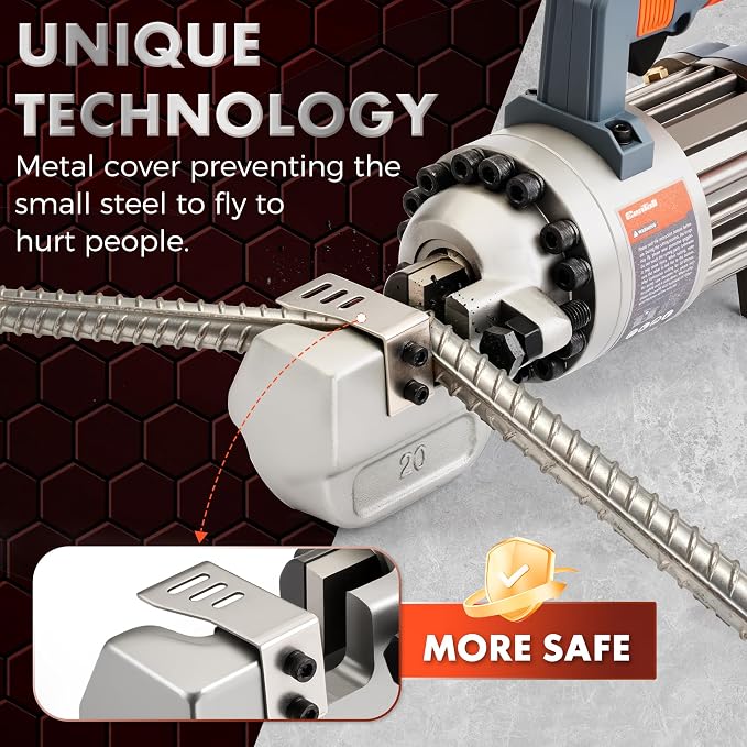 3/4" Electric Hydraulic Rebar Cutter, 1.5-2S Cutting Speed, Portable, Cuts 4-20mm #6 Rebar, 1050w, 120v/60hz. (Grey+Orange)