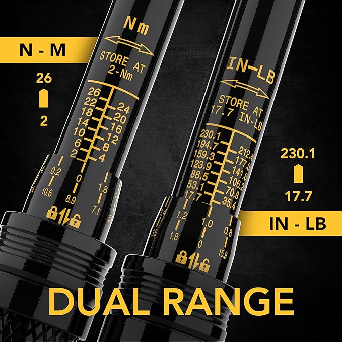 LEXIVON Bike Torque Wrench 1/4-Inch Drive, Newton Meter | 72-Tooth Gear, Dual-Direction Click Type, 2-26 Nm (17.7-230.1 in-lb) | Portable for Road & Mountain Bicycles (LX-190)