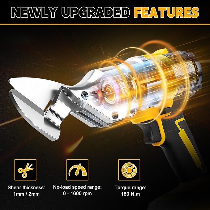 Brushless Cordless Metal Shear Compatible with DEWALT 20v Max Battery 133 ft·lb Torque Cuts up to 14GA Metal/Iron 360 Degree Pivoting Head (Tool Only)