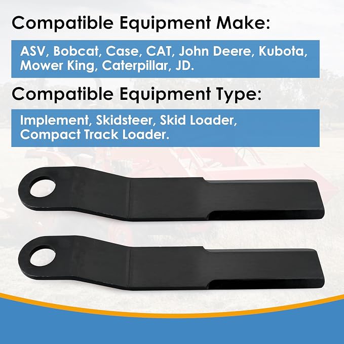 Heavy Duty AR400 Steel Replacement Bush Hog Rotary Cutter Blades, for Mower King Skidsteer Brush Hog Cutter Replacement Blades Rotary Grass Cutter (2 Blade Set)