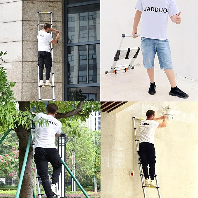 JADDUO Telescoping Ladder,29.5 FT Extension Ladder,Aluminum Lightweight Telescopic Ladder with 2 Triangle Stabilizers, Telescoping Attic Ladders RV Ladders for Outdoor