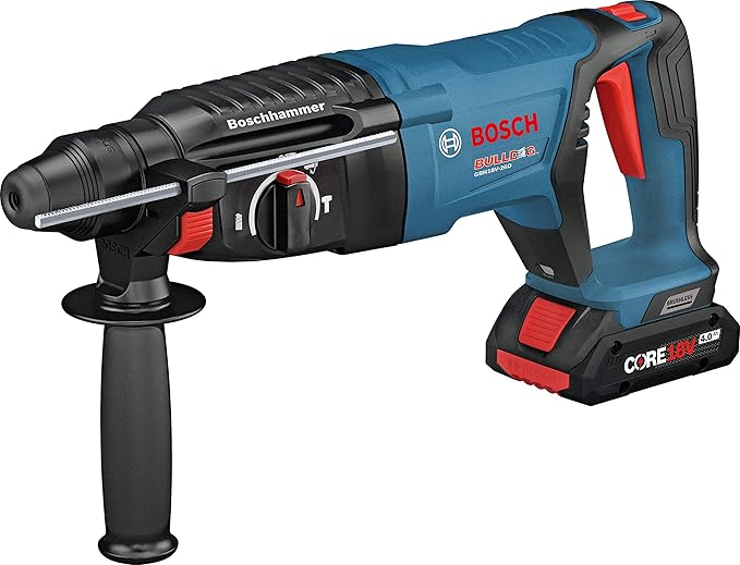 Bosch 18V EC Brushless SDS-Plus Bulldog 1-Inch Rotary Hammer Kit with CORE18V 4 Ah Advanced Power Battery with KickBack Control (Renewed)