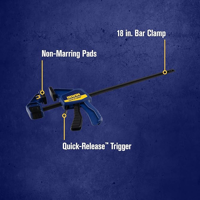 IRWIN QUICK-GRIP Bar Clamp, One-Handed, Medium-Duty, 18-Inch (1964719)
