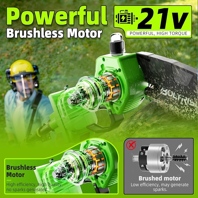 3-in-1 Electric Pole Saws for Tree Trimming, 8 Inch & 6 Inch Mini Chainsaw Cordless with 2x4.0 Ah Battery, Battery Powered Pole Chain Saw, 16 Ft Reach, Telescopic Chainsaw Tree Trimmer Branch Cutter
