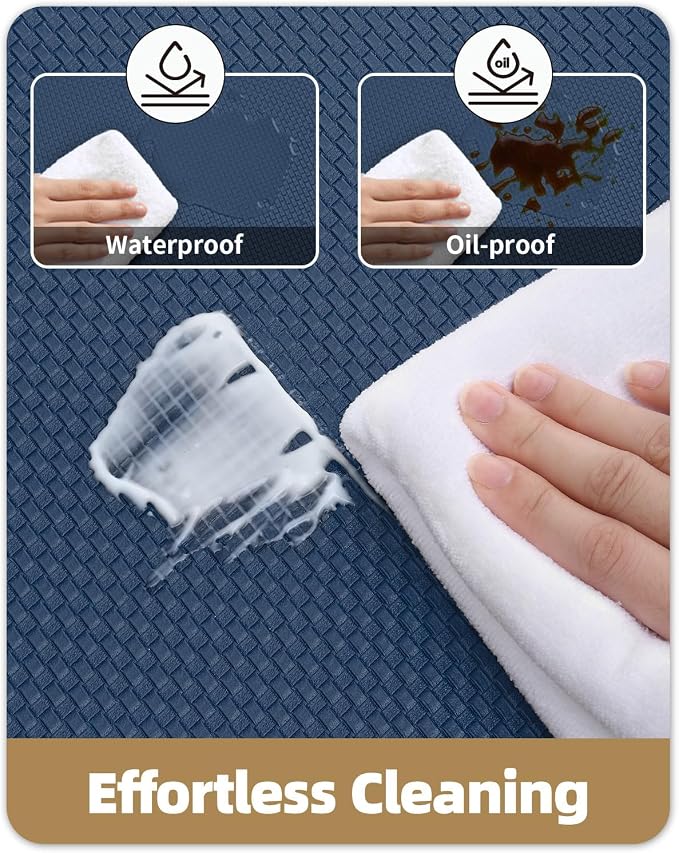 Color&Geometry Anti Fatigue Cushion Kitchen Mat for Floor -24"x87",Wide,Easy Clean, Water & Oil Proof, Anti Slip, Foam Rubber Runner Rug for Front Sink Comfort Standing,Blue