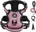 IVY&LANE No Pull Dog Harness for Small Dogs, Dog Vest Harness with Leash, Safety Belt and Storage Strap, Fully Adjustable, 360° Reflective Strip, Soft Handle (Pink, S)