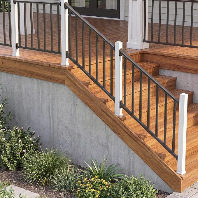 Metty Metal 5Ft W x 36in H Stair Deck Railing Kit, Textured Black AAMA2604 Powder Coat, IBC Certified Guard Rail for Deck Porch Balcony Patio Outdoor