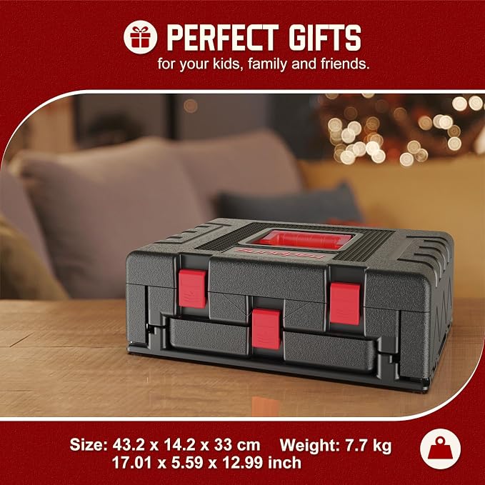 Sundpey 379 Pcs Portable Complete Home and Auto Tool Kit with Drawer Red | with Socket Wrench Set & Screwdrivers & Hex Keys & Pliers Kit,Men Women Tool Box Set for Household Car House Garage Apartment