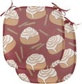 Lunarable Cinnamon Chair Seating Cushion Set of 2, Digitally Generated Delicious Cinnamon Rolls Dessert Patisserie Themed, Anti-Slip Seat Padding for Kitchen & Patio, 16"x16", Pale Maroon and Cocoa