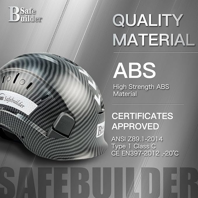 Construction Safety Helmet ABS Hard Hat Adjustable Ventilation System Hardhats Industrial Work Head Protection for Men Certified ANSI/ISEA Z89.1