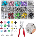 200 Sets Metal Snap Buttons Kit with Fastener Pliers Press Tool - 800 PCS 9.5mm Snap Fasteners for DIY Crafts, Clothing, Hats, Sewing, and Fabric Projects (Mix)