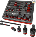 EZARC 21PCS Impact Socket Adapter Set with Swivel Joints and Couplers | 1/4", 3/8", 1/2" Drive, Hex Extension Bits, Universal Swivel Joints, Reducers, Impact Couplers, CR-MO and CR-V Steel, Tray