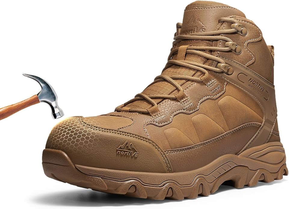 NORTIV 8 Waterproof Steel Toe Boots for Men Slip Resistant Safety Industrial Boots Paladin-Steel