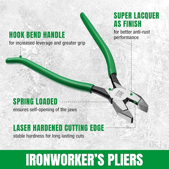 SK 9" Ironworker's Pliers, Linesman Pliers with Heavy Duty Knurled Jaws