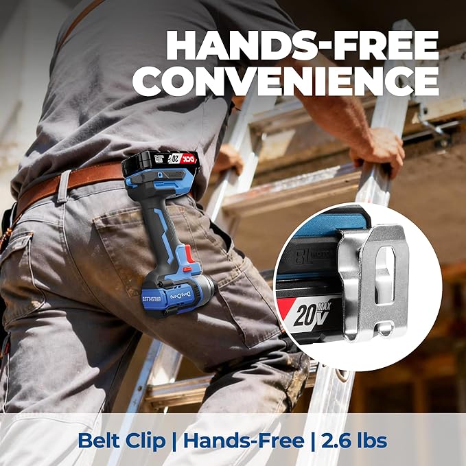 Dong Cheng 20V 1/4" Brushless Impact Driver, 1460 in-lbs Cordless Impact Driver, 2x 2.0Ah Batteries, 3-Speed, 4.9" Compact Impact Driver for Cabinetry, Deck Building & HVAC Installation
