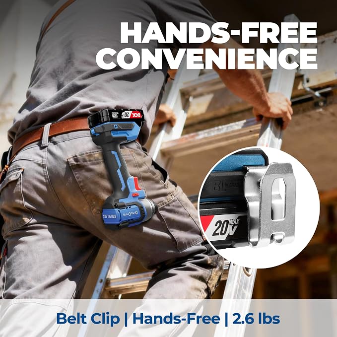 Dong Cheng 20V 1/4" Hex Brushless Impact Driver, 1460 in-lbs Cordless Impact Driver with 2.0Ah Batteries, 3-Speed, 4.9" Compact Impact Driver for Cabinetry, Deck Building & HVAC Installation