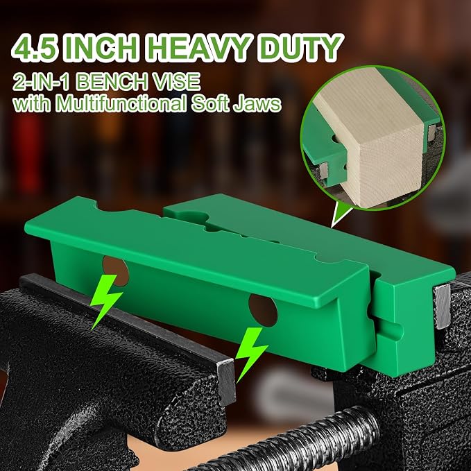 4-1/2" Bench Vise, 2-In-1 Drill-Free Table Vice for Workbench