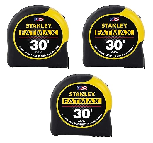 Stanley Tools 33-730 30-Foot-by-1-1/4-Inch FatMax Measuring Tape (3, 30-Feet)