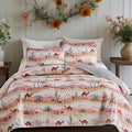 Quilts for Queen Bedding Set Orange Bedspreads - Soft Lightweight Breathable Bedspread Comforter - Boho Desert Cactus Camel Coverlet for All Season - 3 Pieces (New-Camel Cactus, Queen)