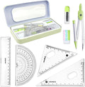 KatchOn, Geometry Set for Students - 8 Pieces | Metal Compass, Protractor, Eraser, Triangle Ruler, Lead Refills and Metal Box | Protractor and Compass Set | Back to School Supplies | Class Supplies