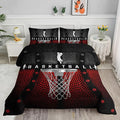 Axolotl Basketball Bedding Set for Boys Kids Teens,Black and Red Sports Themed Bedding,3D Basketball Comforter,Ball Sports Games Quilt Set with 1 Comforter and 2 Pillowcases All Season,King Size