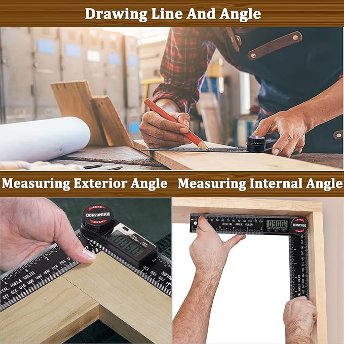 Digital Angle Finder Protractor, Angle Measuring Tool for Woodworking/Carpenter/Construction/Handmade Measurement，Angle Finder Ruler with 7inch/200mm(2 Batteries Included) (Enhanced ABS)
