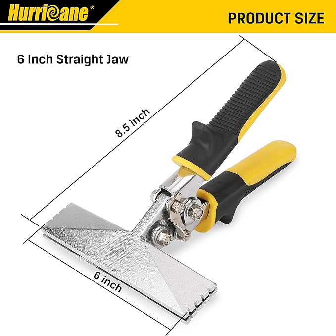 HURRICANE Sheet Metal Hand Seamer, 6 Inch Straight Jaw Bender Tools for Flattening Metal, Bending Pliers with Ergonomic TyreGrip Handle