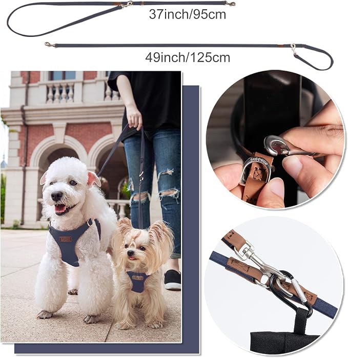 Puppytie Small Dog Harness and Leash Set, Navy, S (9-17.5 lbs) | Dog Harness Small Sized Dog, Dog Leash for Small Dogs, Soft and Lightweight, Puppytie Dog Harness for Daily Walks