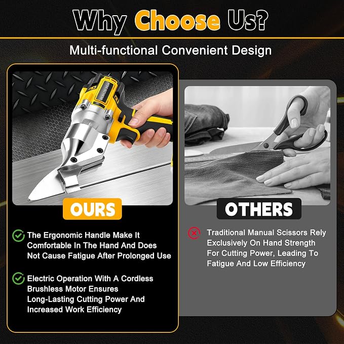 Brushless Cordless Metal Shear Compatible with DEWALT 20v Max Battery 133 ft·lb Torque Cuts up to 14GA Metal/Iron 360 Degree Pivoting Head (Tool Only)