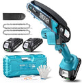 Seesii Mini Chainsaw, 6-inch Mini Chainsaw Cordless, Handheld Electric Power Chain Saw with 2 Batteries, for Tree Trimming Wood Cutting, Best Gifts for Father, Dad, Husband, Men