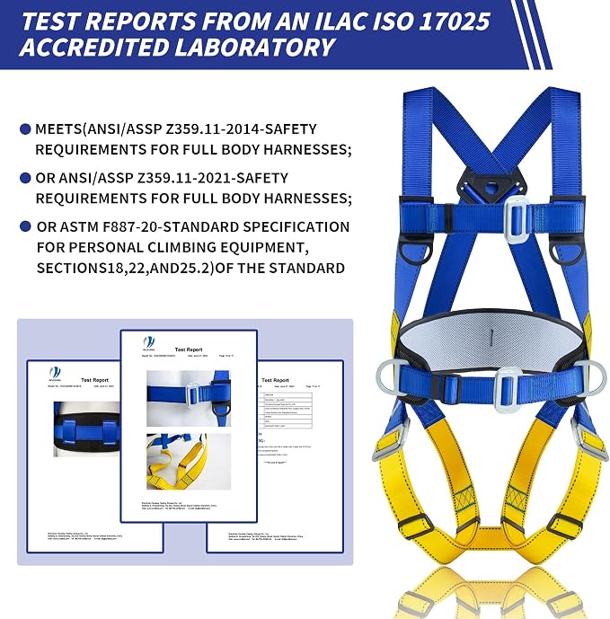 DIJJIG Full Body Safety Harness Kit OSHA/ANSI Compliant for Roofing | Includes internal shock-absorbing lanyard, orange harness for construction, durable and ready for fall protection