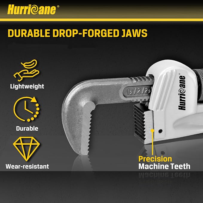 HURRICANE 3-Piece Aluminum Pipe Wrench Set (10", 14", 18"). Lightweight & Reliable Plumbing Wrench Kit for Home Maintenance and DIY Projects