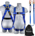 TRSMIMA Safety Harness Fall Protection - Safety Harness for Construction | Men Roofing Full Body Construction Harness Lanyard Kit Men Fall Arrest Work Tree Climbing Roofer D-ring ANSI