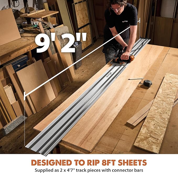 Evolution ST2800-G2 110" Circular Saw Guide Rail/Track | Universal Fit: Makita, Bosch, Festool, Triton, Metabo | 110"/9.2ft (2.8m) | Includes Self-Aligning Bars, 2x Track Clamps, Hex Key & Carry Bag