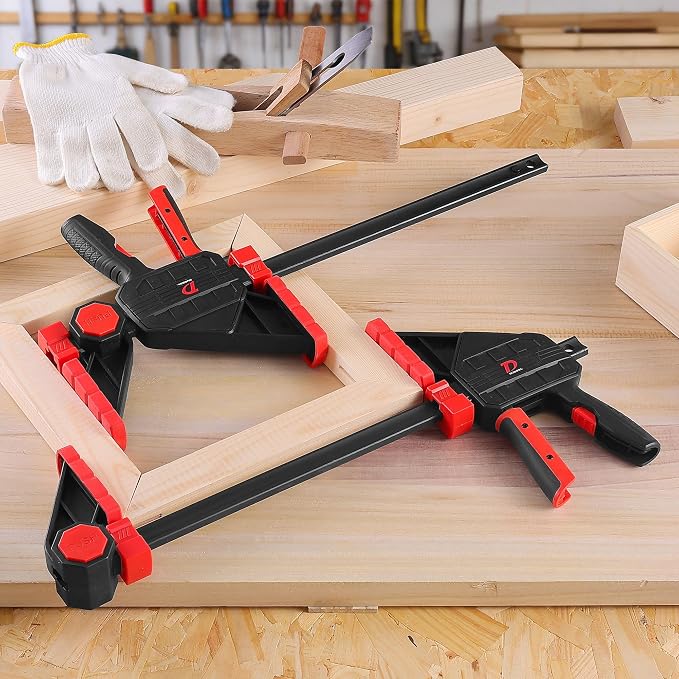 600lbs Clamping Force Bar Clamps for Woodworking, 12 Inch Wood Clamp × 2pcs, Four Times Clamping Force of Standard Products, One Hand Heavy Duty Bar Clamps, Quick Grip Clamps for Carpentry
