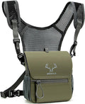 Binocular Harness Chest Pack: Bino Case, Magnetic Lid, Rain Cover | Silent one-hand access, water-resistant fabric, MOLLE webbing for hunting, birdwatching and hiking