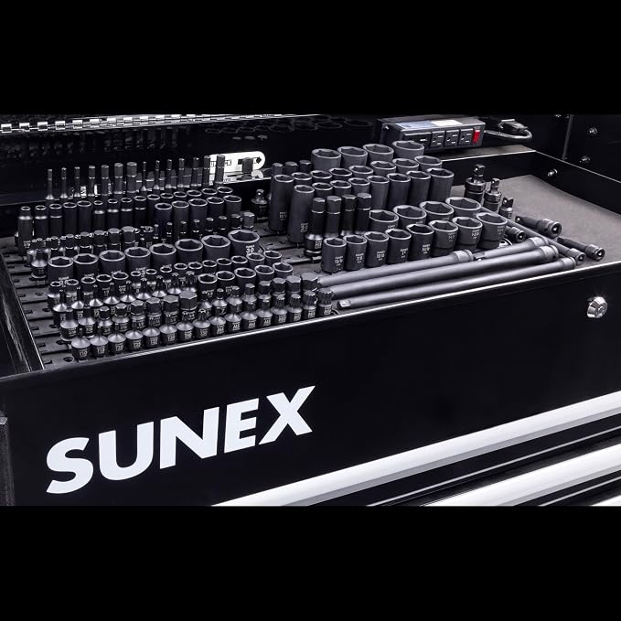 SUNEX 10181 3/8" & 1/2" Drive SAE & Metric 6 Point Standard & Deep with Star (E and Tamperproof), Triple Square, & Hex Bit, 181-Piece