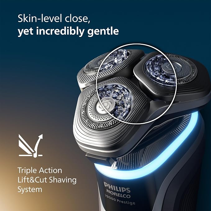 Philips Norelco Shaver i9000 Prestige, Wet & Dry Electric Shaver, Mystic Aqua, SenseIQ Technology, Triple Lift & Cut System, 360 Rotating Dual SteelPrecision Blades, Nose Trimmer, XP9201/88