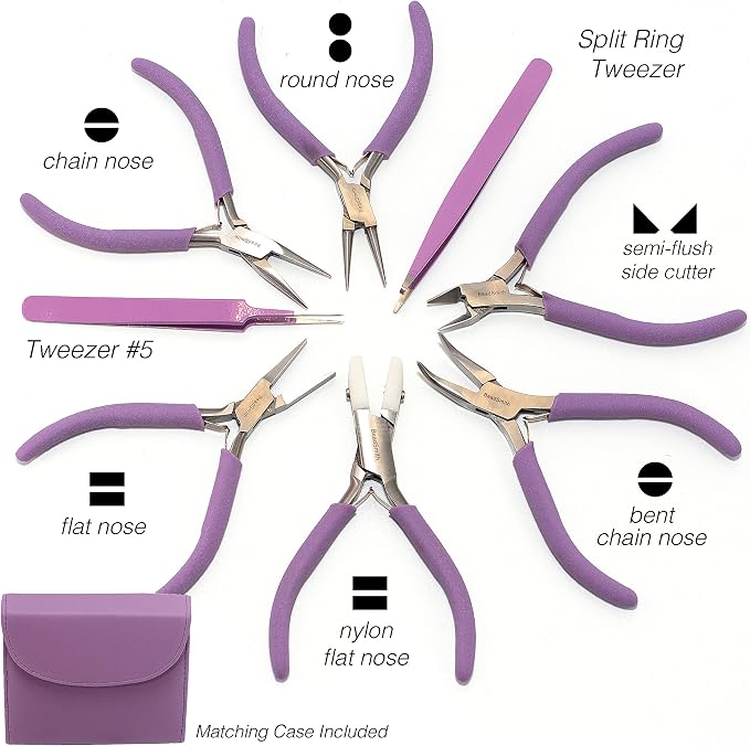 The Beadsmith Fashion Color Pliers, Jewelry Making Supply Set of 8
