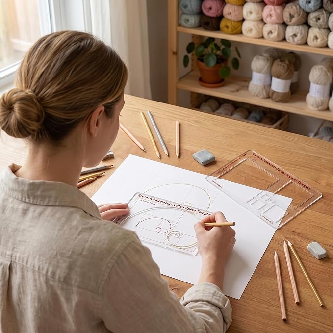 Fibonacci 6" Square & Spiral Set of Templates: A Fibonacci-Inspired Set of Templates for Drawing Tool for Artists Allows The Simple Application of The Golden or Divine Ratio for Artistic Design