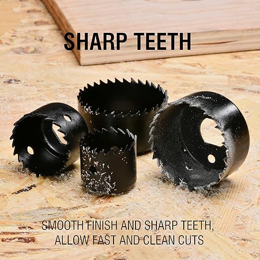 KATA 8PCS Hole Saw Kit 1" to 2-1/8"(25-54mm) Hole Saw Set in Case with Mandrels and Hex Key for Soft Wood, PVC Board, Plywood