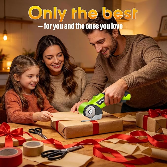 2026 Upgrade Cordless Electric Scissors with 3 Tungsten Steel Blades, 2500mAh Battery, LED Light, High-Torque Motor, Cardboard Cutter for Fabric, Cardboard, Leather, Carpet, Wire Rope Cutters (Green)
