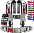 1pc 50 Cal Silver 4 Point Harness 2 inch straps, Racing Harness Seat Belt | Ultra Kush padding, Push Button quick release hardware. Universal Fit for UTV, RZR, race car