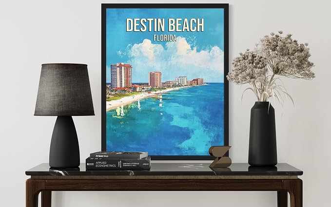 Destin Beach Florida Unframed Wall Art Print Poster, US Vintage Retro Beach Scenery Posters Prints for Restroom Home Picture Painting Artwork Gallery 219 (Destin Beach Florida, 24"L x 18"W, Unframed)