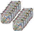 Lunarable Gallus Chair Cushion Pads Set 12, Rooster Earth Fruit Growth Harvest Dandelion Vegetables, Anti-Slip Seat Padding for Kitchen & Patio, 16"x16", Olive Green Night Blue