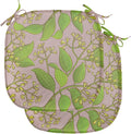 Lunarable Cinnamon Chair Seating Cushion Set of 2, Plantation Floral Pattern on a Plain Background, Anti-Slip Seat Padding for Kitchen & Patio, 16"x16", Yellow Green Olive Green