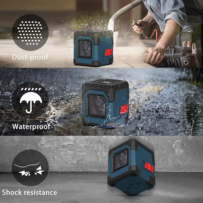 Laser Level, RockSeed Cross Line Laser with Self-Leveling, Vertical and Horizontal Line, Rotatable 360 Degree, Carrying Pouch, Battery Included (Red Laser, 2-Line)