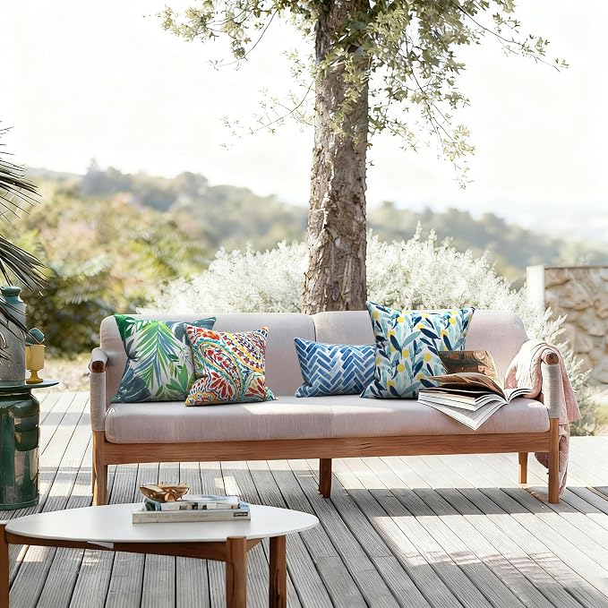 LVTXIII Outdoor Throw Pillows, Decorative Throw Pillows with Inserts, 16"x16" Square Pillows for Bed, Couch, Sofa and Patio Furniture, Set of 2, Paisley Multi